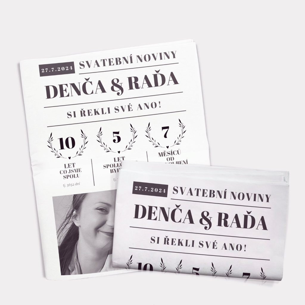 Svatební noviny šablona v Canvě , PDF soubor, tisk