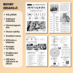 Svatební noviny šablona PDF v Canvě – personalizované svatební noviny pro hosty na stůl